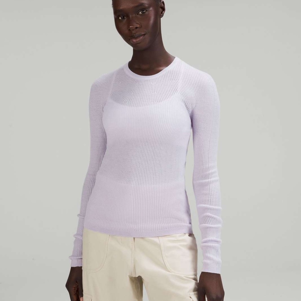 LLululemon Merino Wool Long Sleeve Light Sweater Faint Lavender - 8